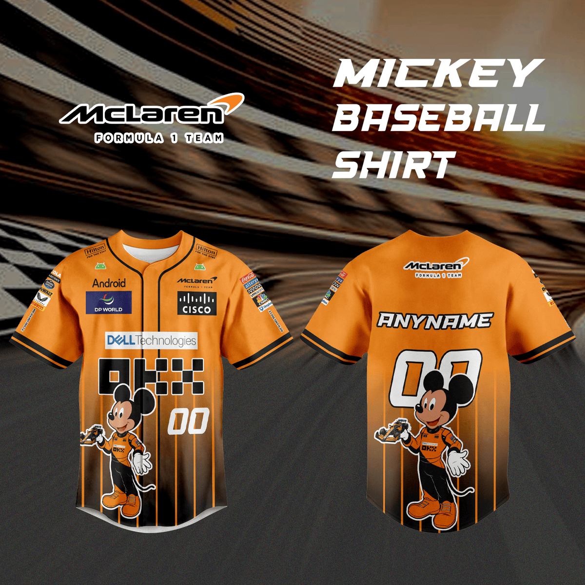 Personalized McLaren F1 Team x Mickey baseball jersey