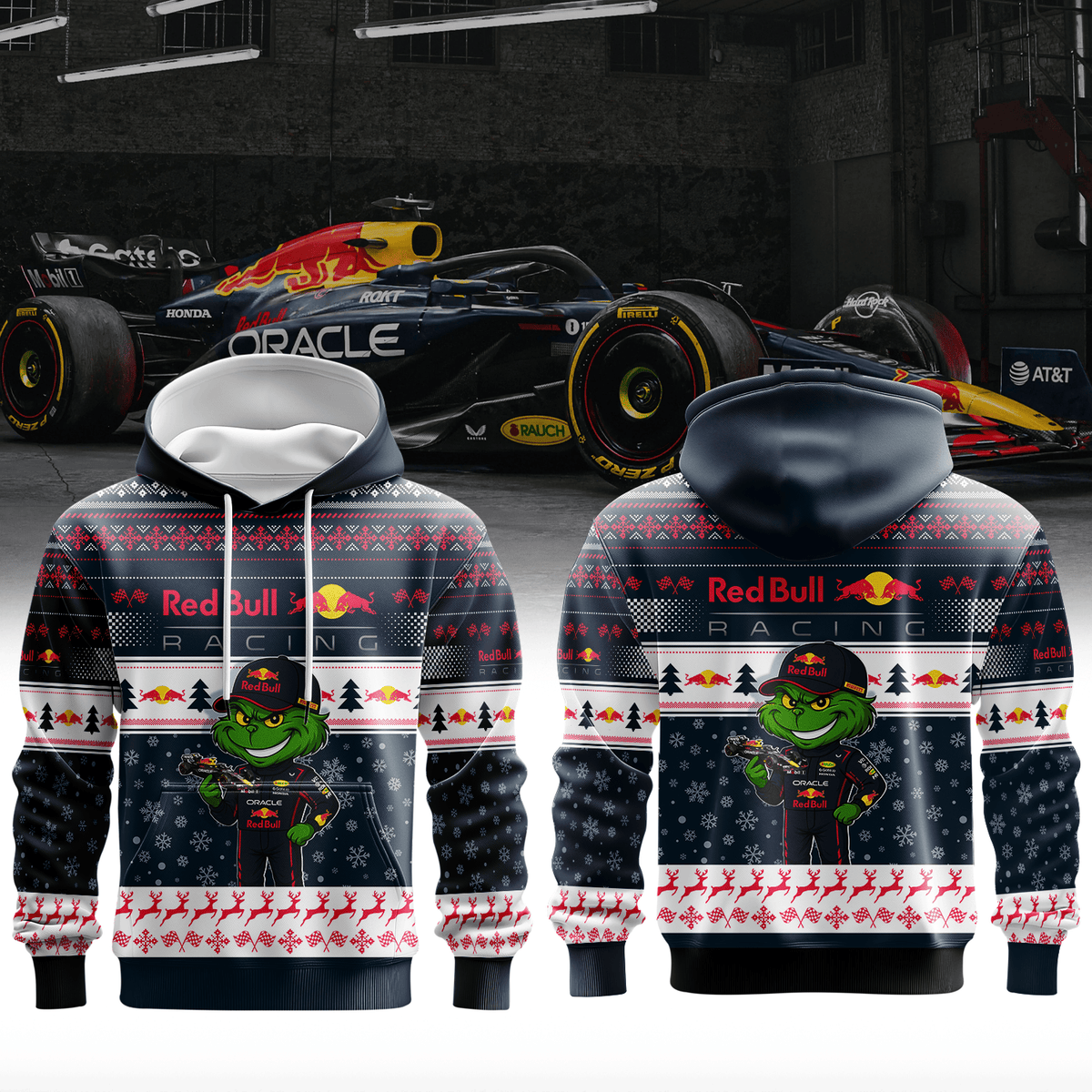 Red Bull Racing × Grinch Christmas Hoodie | Holiday Mischief Meets Pure Racing Spirit