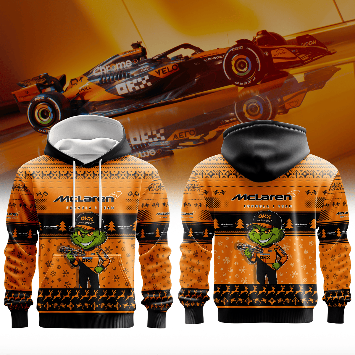 McLaren × Grinch Christmas Hoodie | Holiday Mischief Meets Pure Racing Spirit