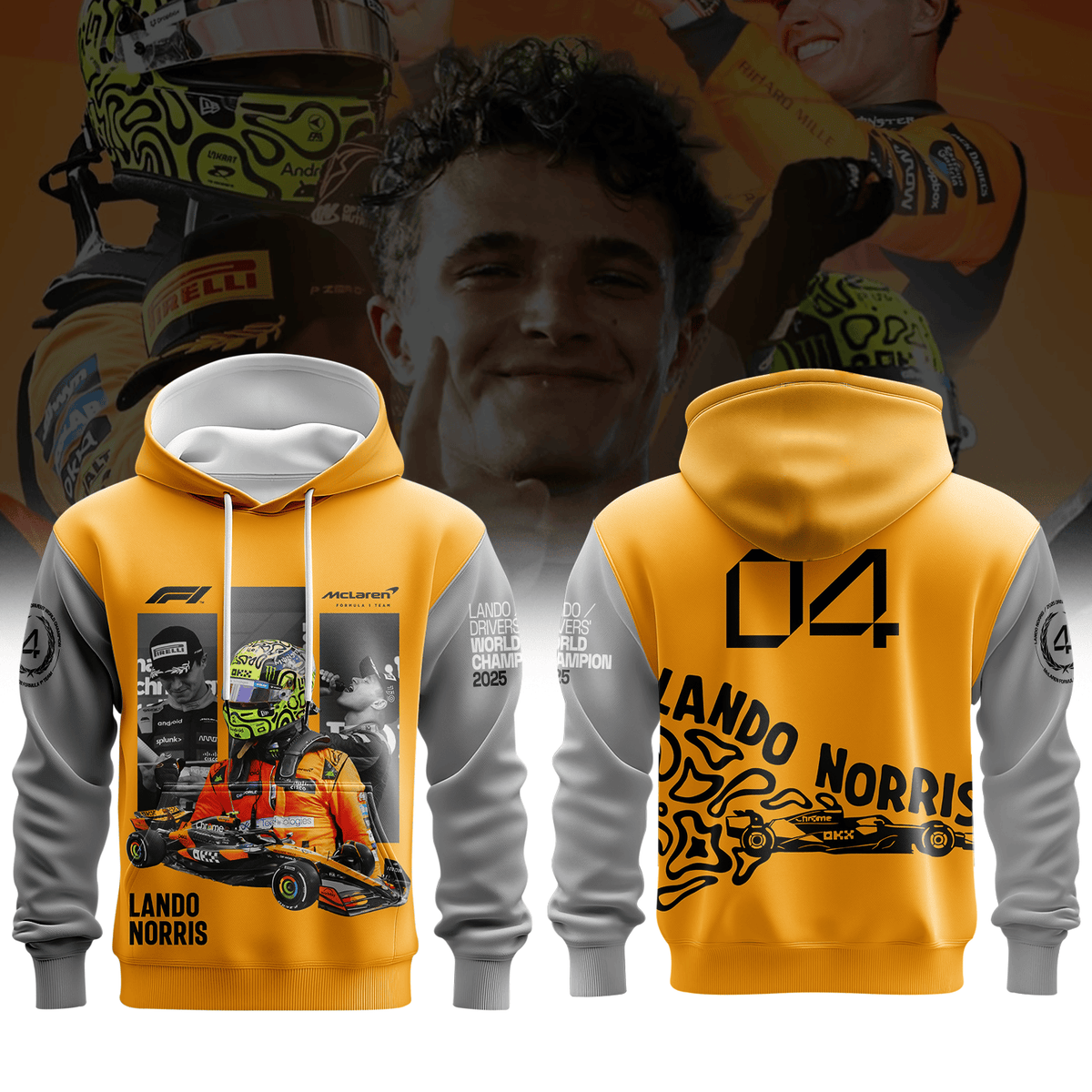 Lando Inspired Papaya 3D Racing Hoodie VI