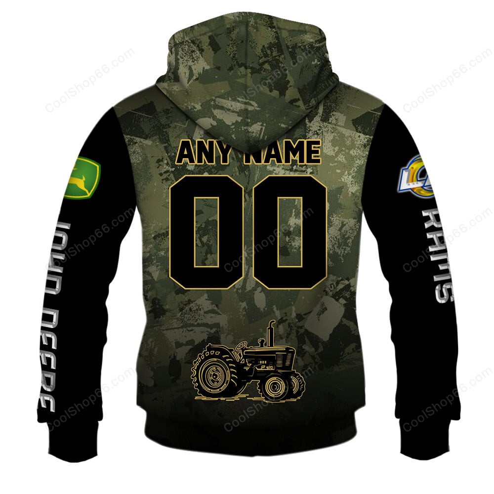 Los Angeles Rams x John Deere Hoodie | Funny Green Character Premium Hoodie