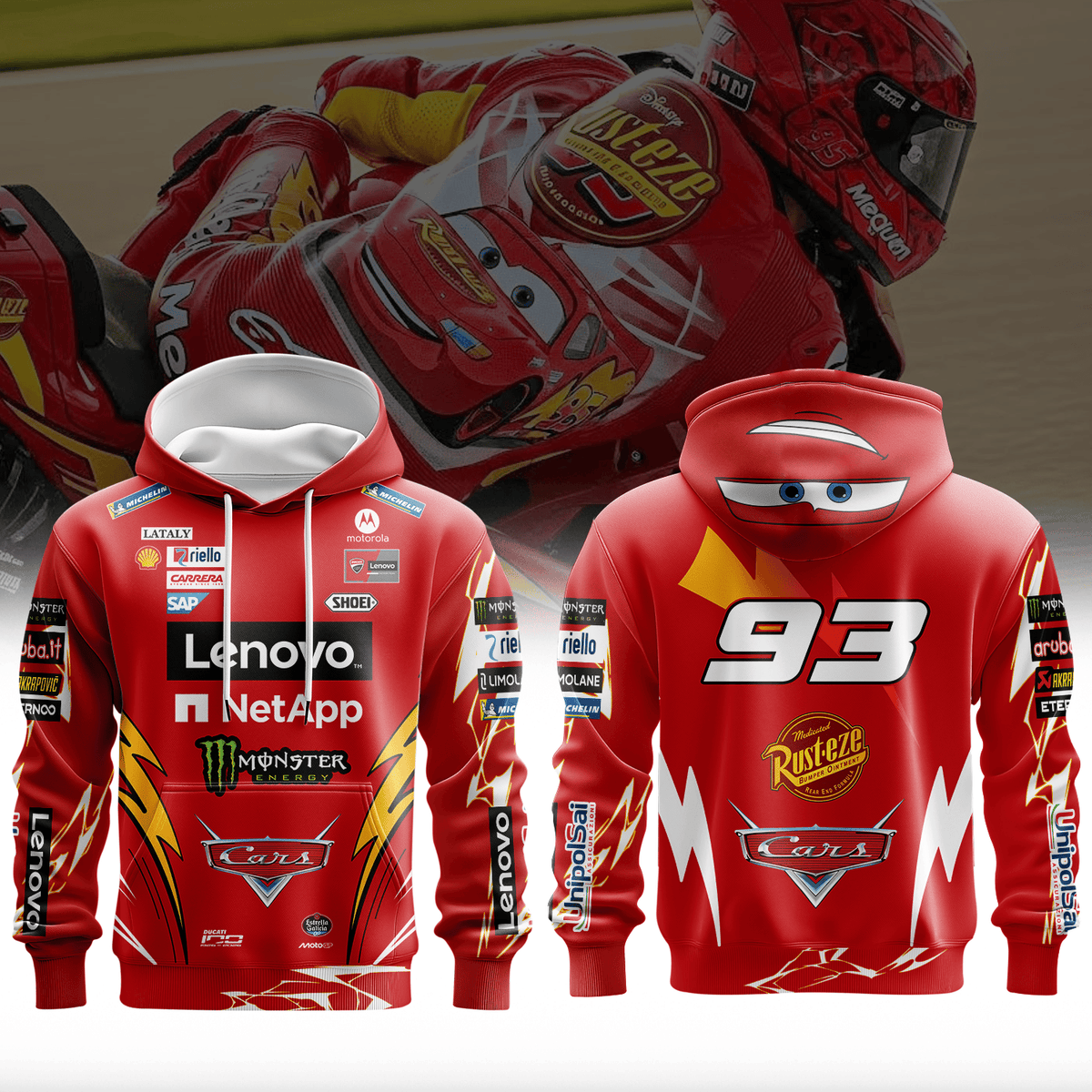 Lightning McQueen x Marc Márquez V1 Inspired 3D Racing Apparel Combo